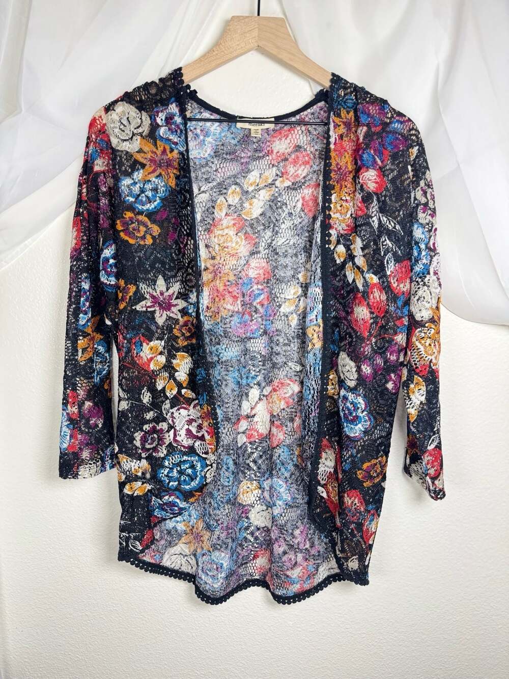 Meraki Floral Lace Open Front Cardigan Kimono Festival